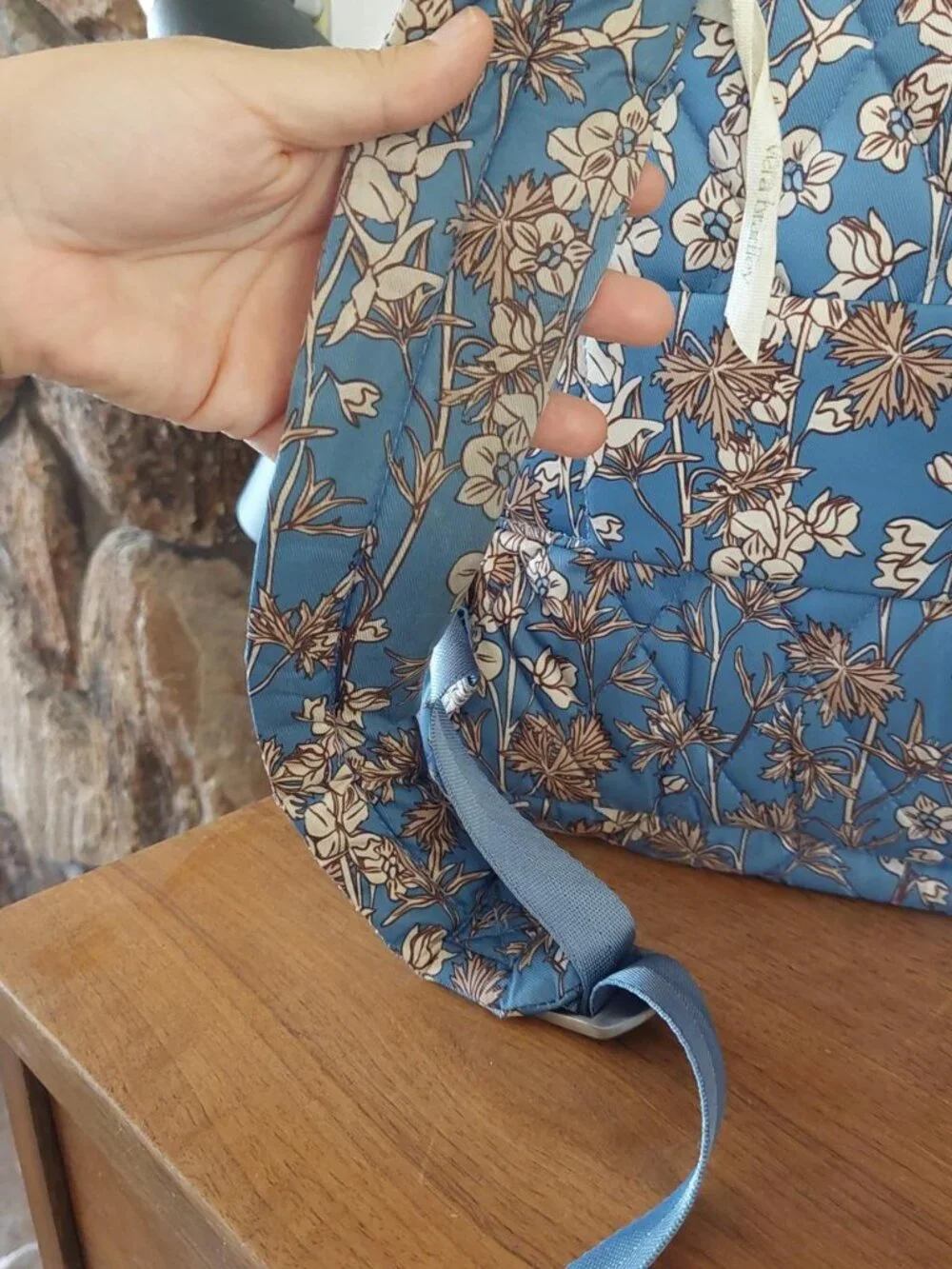 Vera Bradley Larkspur Delphinium backpack blue floral has stains look at pics s